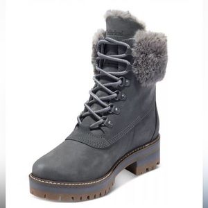 Nubuck black faux fur warm lined boots women